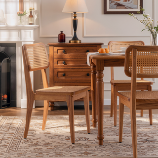 Sunvega Modern Industry Chic Cane Dining Chair Set of 2 for Dining Room