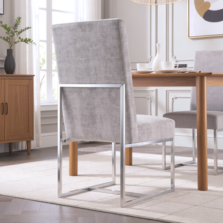 Sunvega Modern Velvet Upholstered Stainless Steel Dining Chair with Chrome Finish