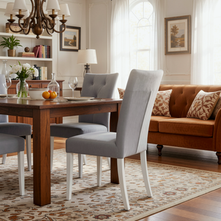 Sunvega Grey and White Tufted Back Side Chairs with Soft Velvet Upholstery and Hardwood Frame