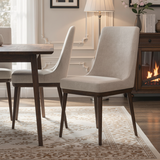 Sunvega Mid-Century Modern Dining Chair Set of 2 with Padded Linen Upholstery