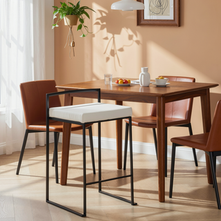 Sunvega Contemporary Stackable Counter Stools with Upholstered Padded Seat - Set of 2