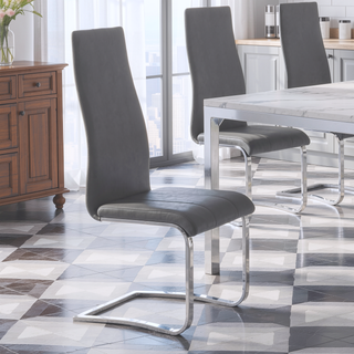 Sunvega High Back Side Chairs with Leatherette Upholstery and Chrome Legs Set of 4