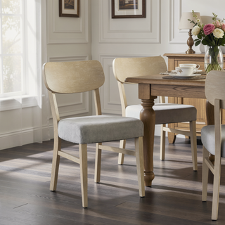 Sunvega 2pc Gray Transitional Side Chair with Padded Seat and Tapered Legs