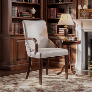 Sunvega Modern Dining Armchair with Faux Leather Upholstery and Solid Beech Wood Frame