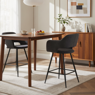 Sunvega Contemporary Black Metal and Grey Faux Leather Counter Stool Set of 2
