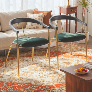 Sunvega Glam Contemporary Velvet Upholstered Chair with Gold Metal Frame