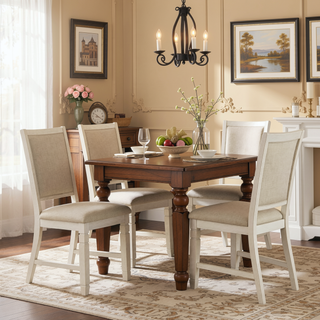 Sunvega Set of Two Side Dining Chairs with Curved Back and Cushioned Seat