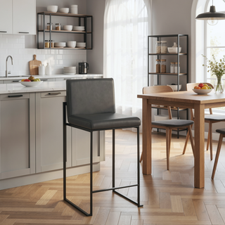 Sunvega Contemporary High Back Counter Stool Set of 3 with Padded Seat