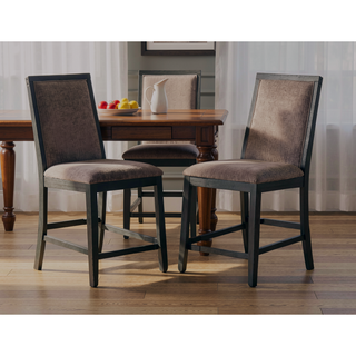 Sunvega Modern Grey Upholstered Fabric Dining Chairs Set of 2pc High Chairs