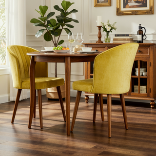 Sunvega Navy Blue Velvet Parsons Dining Chair Set with Solid Wood Structure