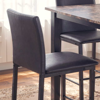 Sunvega Casual Counter Height Metal Frame Dining Chairs with Faux Leather Upholstery