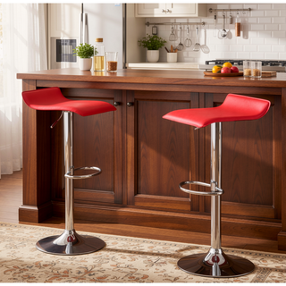 Sunvega Contemporary Chrome Air Lift Adjustable Swivel Stools with White Seat