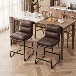 Sunvega Milos Upholstered Counter Height Stools with Sled Base and Overfilled Seat