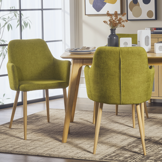 Sunvega Green Fabric Dining Chairs with Iron Frame and Wood Finish for Dining Room