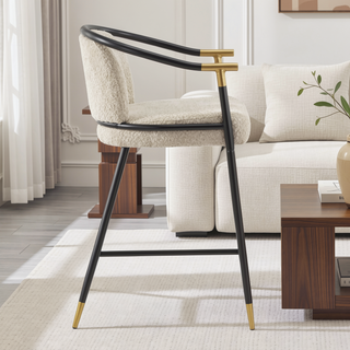 Sunvega Upholstered Navy Blue Counter Stool Set of 2 with Iron Frame