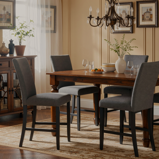 Sunvega Gray Upholstered Transitional Style Barstools Set of 2