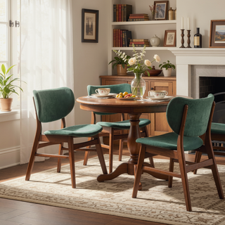 Sunvega Padded Upholstered Side Chair Set with Walnut Finish and Resistant Features
