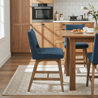 Sunvega Rubber Solid Pecan Wood Finish Dining Side Chair with 4.75" Thick Cushion