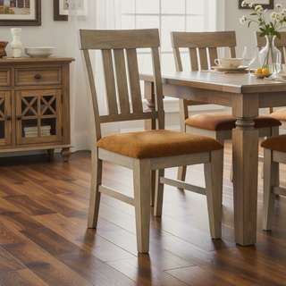 Sunvega Country-Inspired Solid Wood Dining Table with Metal Stretchers Seats 6