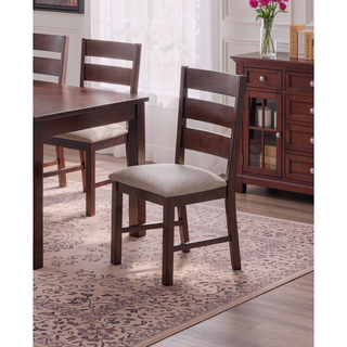 Sunvega Solid Rubberwood Antique Cherry Dining Chairs with Fabric Cushion Seat