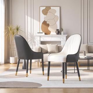 Sunvega Modern PU Leather Chairs with Metal Legs and Curved Backrest for Dining Room