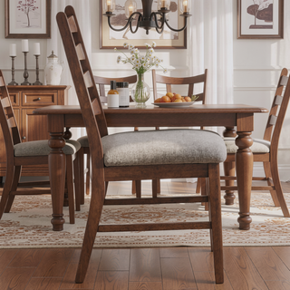Sunvega Walnut Finish Extendable Dining Table with Self Storing Leaf Wooden Furniture