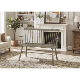Sunvega Farmhouse Style Black Finish Spindle Back Arm Rest Wooden Chair