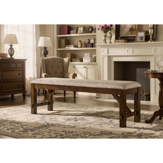 Sunvega Farmhouse Style Solid Rubberwood Dining Bench with Foam Padding