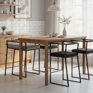 Sunvega Contemporary Stackable Counter Stool with Grey Faux Leather Cushion Set of 2