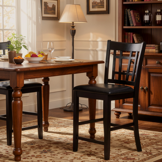 Sunvega Lattice Back Counter Height Stools with Padded Seat and Footrest Set of 2