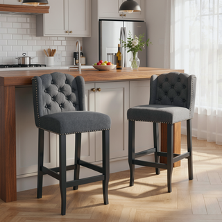 Sunvega Vienna Contemporary Tufted Wingback 31 Inch Counter Stools Set of 2