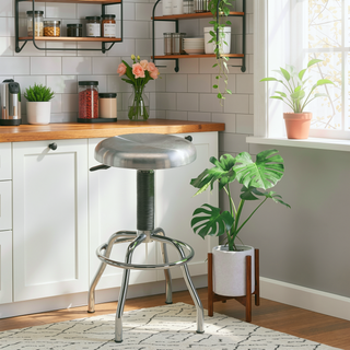 Sunvega Brushed Stainless Steel Swivel Adjustable Height Kitchen Bar Stool