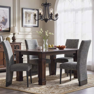 Sunvega Contemporary Boucle Finish Dining Chairs with Extended Back 2PK Set