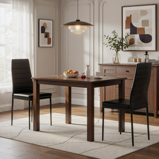 Sunvega Set of 4 Modern White PU Leather Upholstered Dining Chairs with Metal Frame