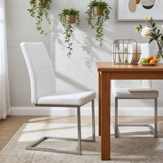 Sunvega Contemporary Faux Leather Upholstered Dining Chair with Sturdy Metal Base Set of 2
