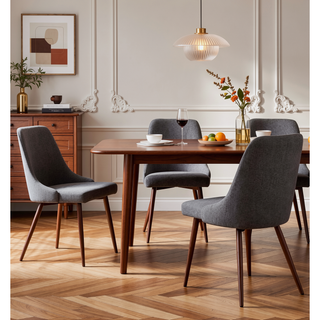 Sunvega Modern Upholstery Dining Chairs Set of 2 with Plush Foam and Wooden-Print Legs