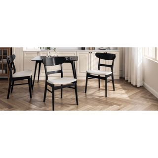 Sunvega Mid-Century Modern Upholstered Dining Chairs with Rubberwood Legs Set of 2