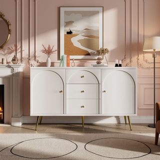Sunvega Modern Minimalist Metal Foot Dining Cabinet with Large Storage Space