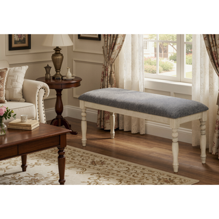 Sunvega 48 Inch Upholstered Rectangular Bench with Grey Solid Wood Legs