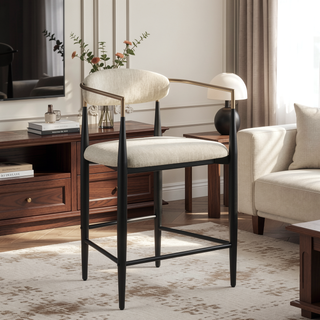 Sunvega Modern Mid-Century Upholstered Counter Stools with Padded Backrest and Seat Set of 2