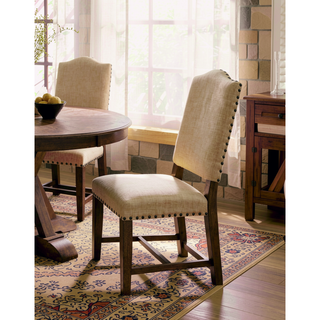 Sunvega Industrial Style Brown Cherry Ivory Upholstered Fabric Counter Height Dining Chairs
