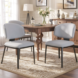 Sunvega Modern PU Leather Upholstered Dining Chairs with Crescent Backrest Set of 2