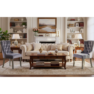 Sunvega Silver Contemporary Dining Table with Mirror Accent Design and Expandable Leaf
