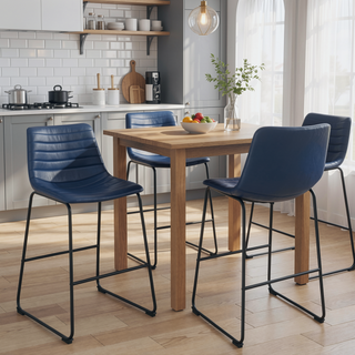 Sunvega Modern Upholstered Counter Height Chair Set with Sled Base Footrest