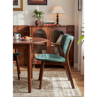 Sunvega Green and Walnut Padded Side Chair Set with Water Resistant and Scratch Resistant Finish