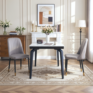 Sunvega Set of 2 Grey Dining Chairs with Thick Cushions for Modern Kitchen and Restaurant