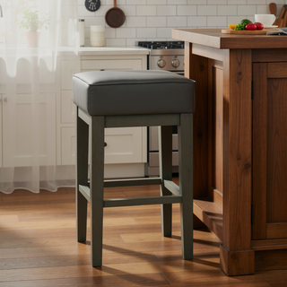 Sunvega Antique Gray Finish Solid Wood Frame Counter Height Stools Set of 2