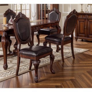 Sunvega Set of 2 Formal Side Chairs with Faux Leather Upholstered Seat and Nailheads Trim