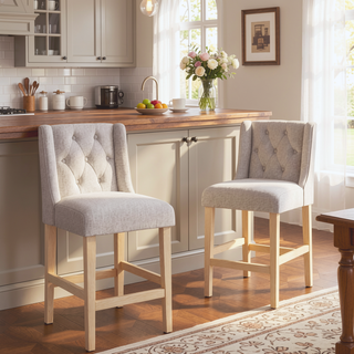 Sunvega Vienna Contemporary Wingback Counter Stools with Button Tufted Backrest and Nailhead Accents