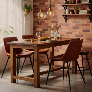 Sunvega Durango Contemporary Dining Chairs with Faux Leather Upholstery and Black Metal Legs
